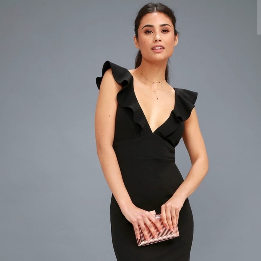 Lulu's Black Ruffle Mini Dress - Picture 3 of 6